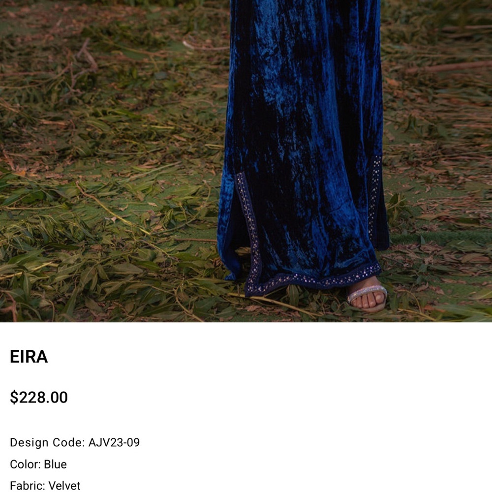 Elegant Blue Long Sleeve Dress - Picture 9 of 10